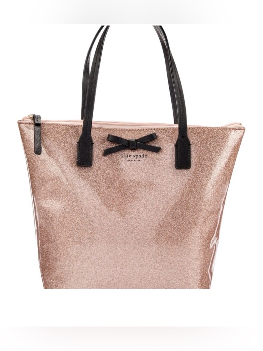 Kate Spade Mavis Street Jerilyn Rose Gold Glitter Tote Bag - EUC